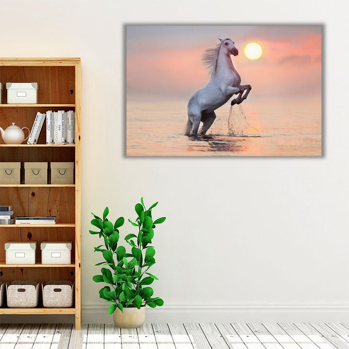 Bedroom wall art neutral horse décor
