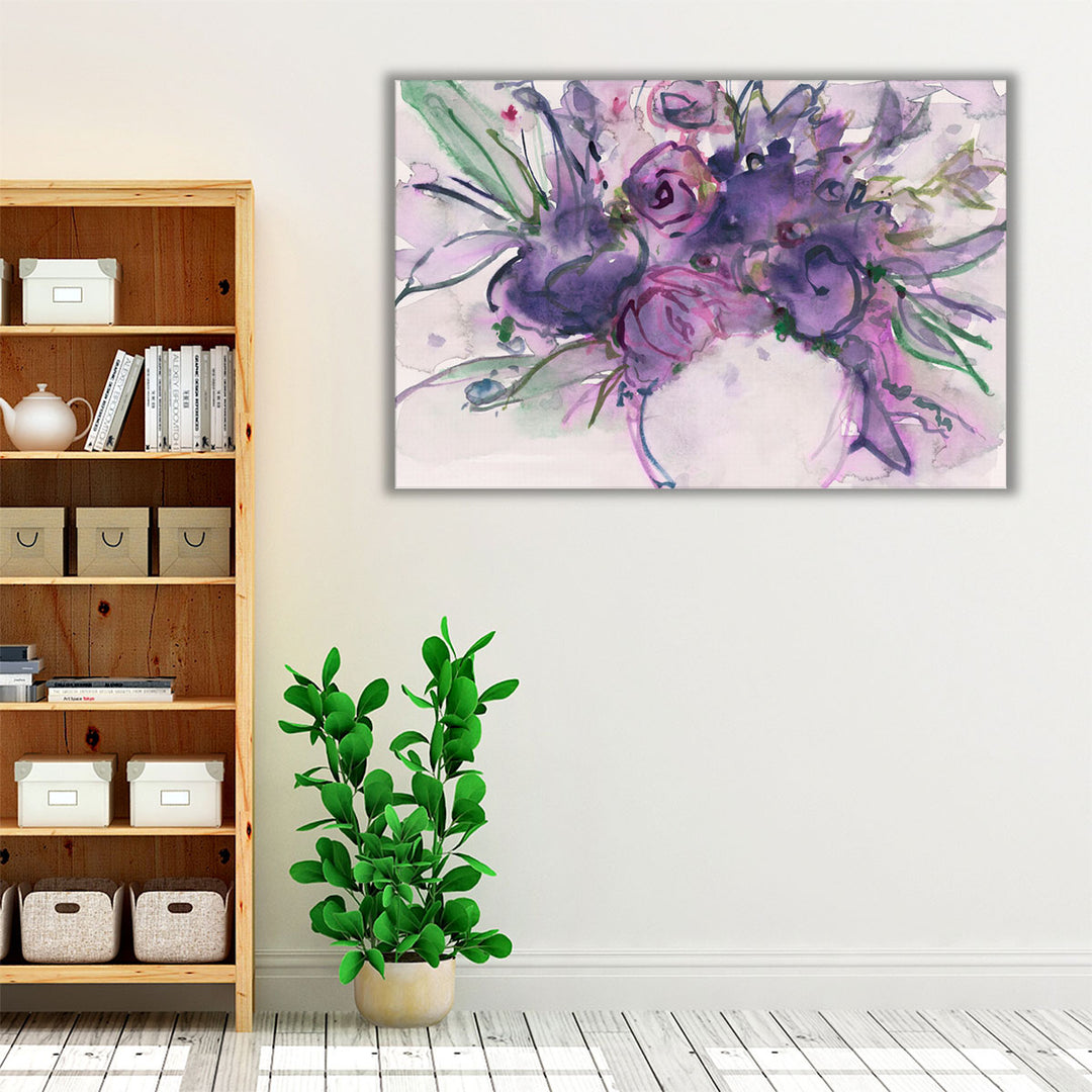Living room canvas purple floral painting