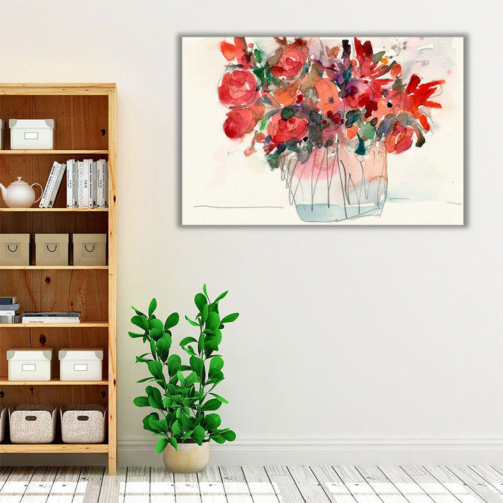 Living room framed floral watercolor print