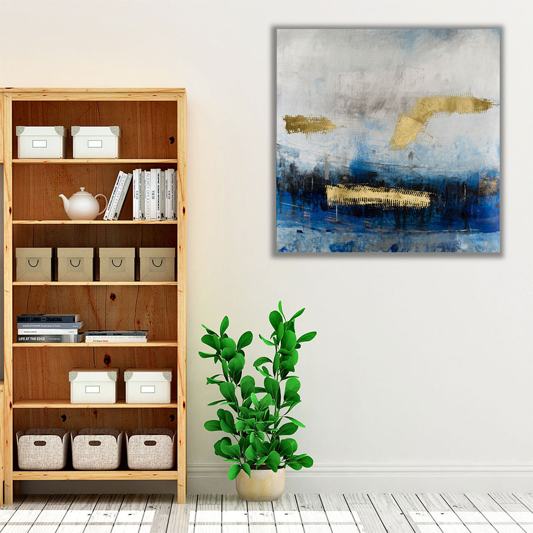 Blue Neutral Living Room Art – soft abstract statement piece