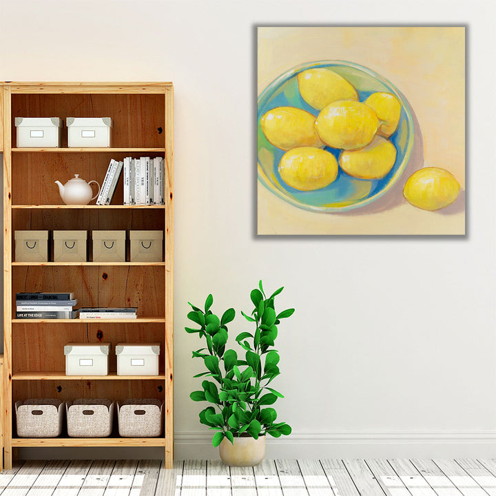 Yellow kitchen wrapped canvas lemon art