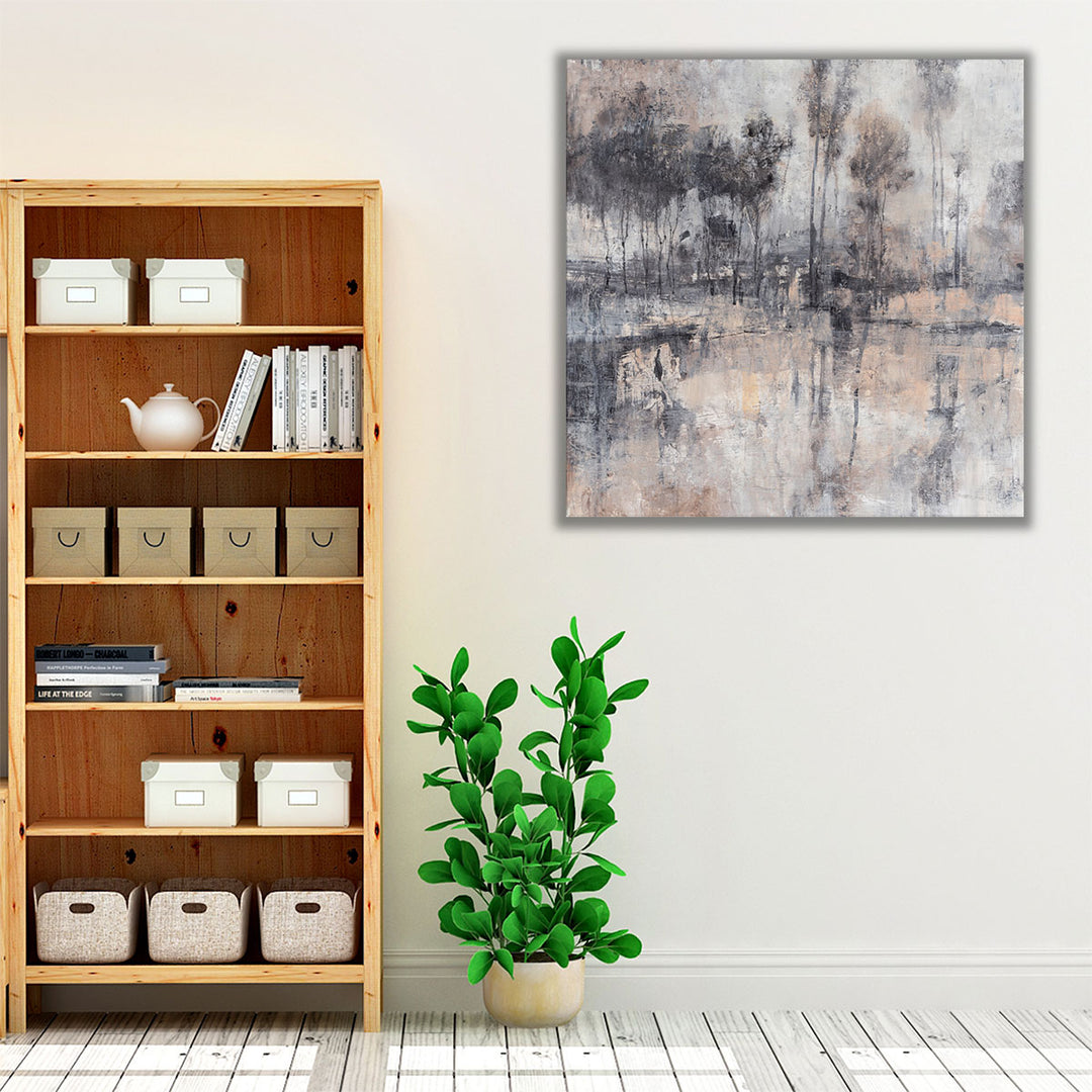 Neutral toned abstract forest artwork