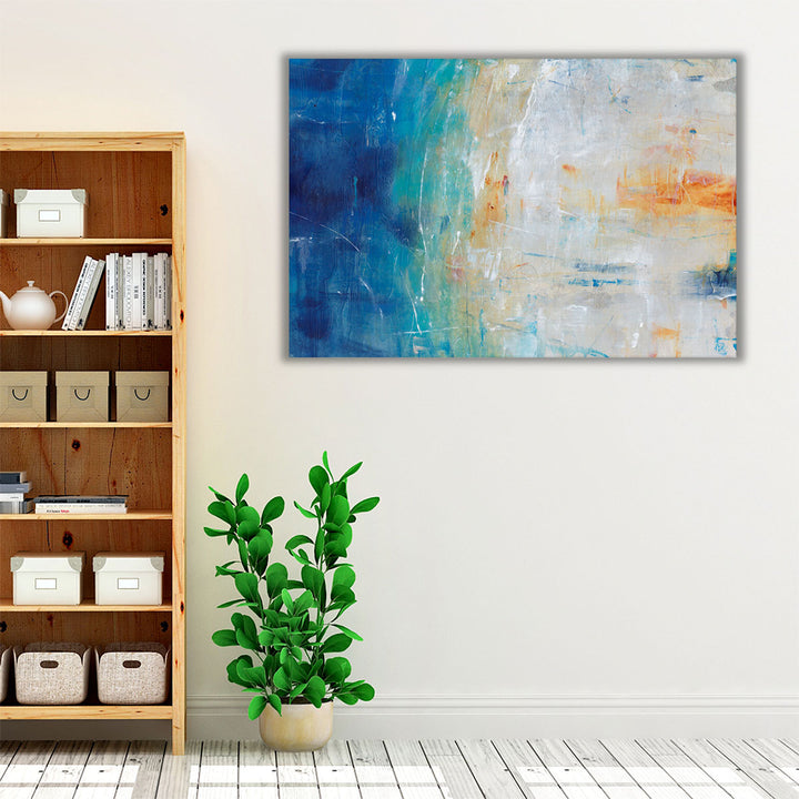 Soft blue modern art for bathroom space