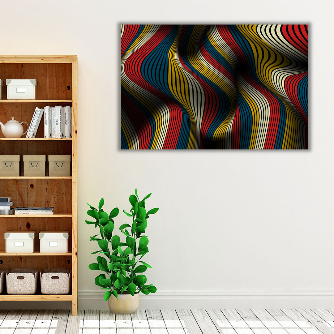 Colorful geometric art for bathroom walls