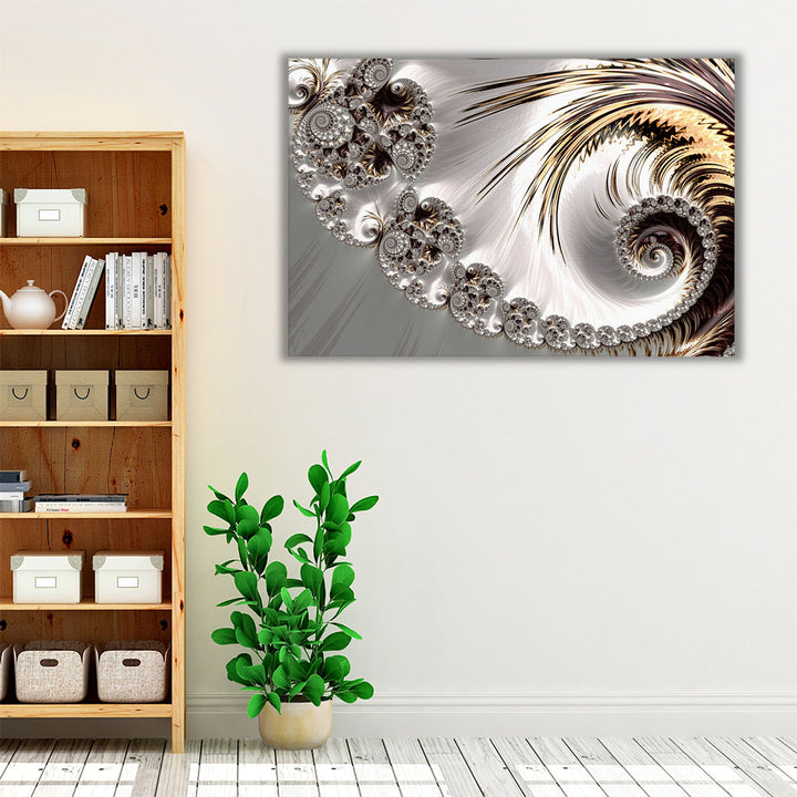 Office wall art in silver spiral form
