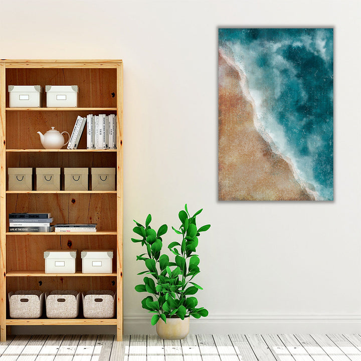 Blue Brown Entryway Art – ocean-themed minimalist canvas print