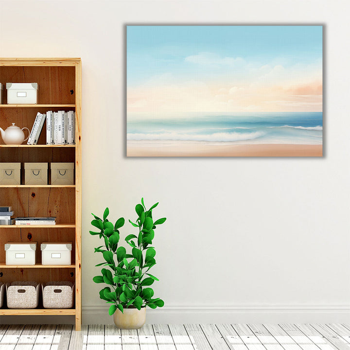 Living room framed art with pastel tones