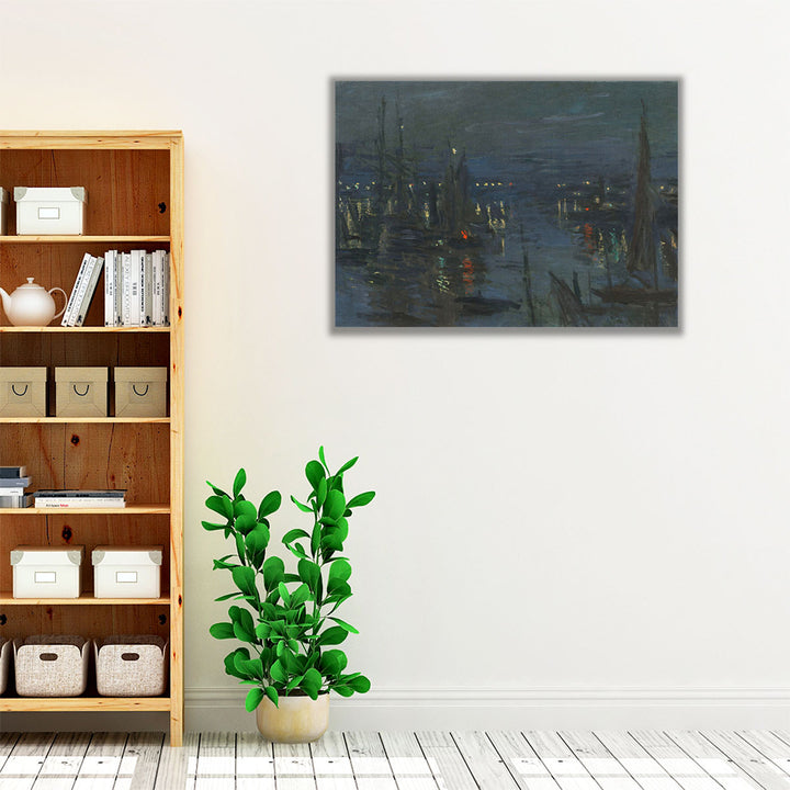 The Port of Le Havre Night Effect - Canvas Print Wall Art