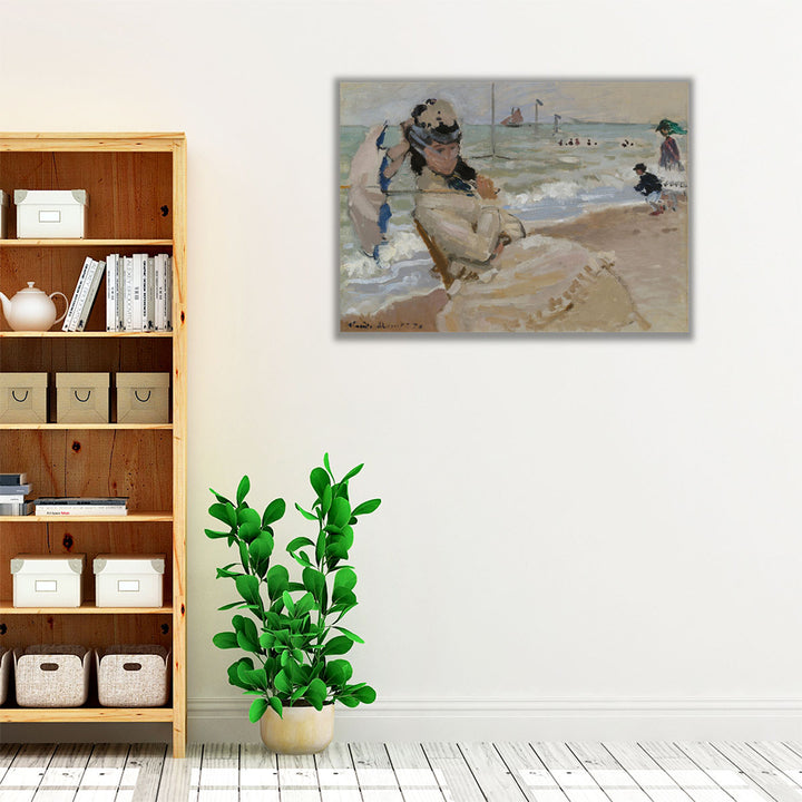 Camille on the Beach in Trouville, 1870 - Canvas Print Wall Art