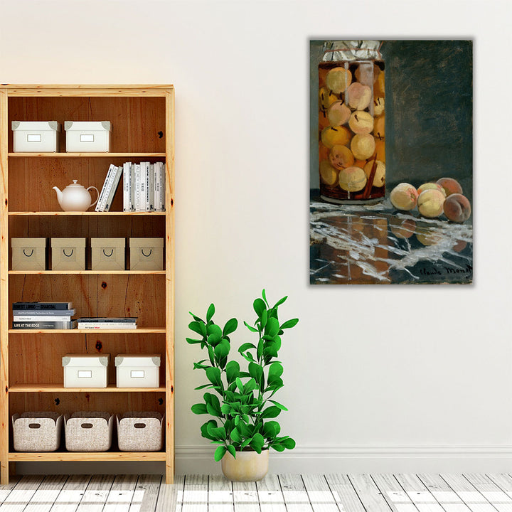 Kitchen wall art canvas featuring peach jar