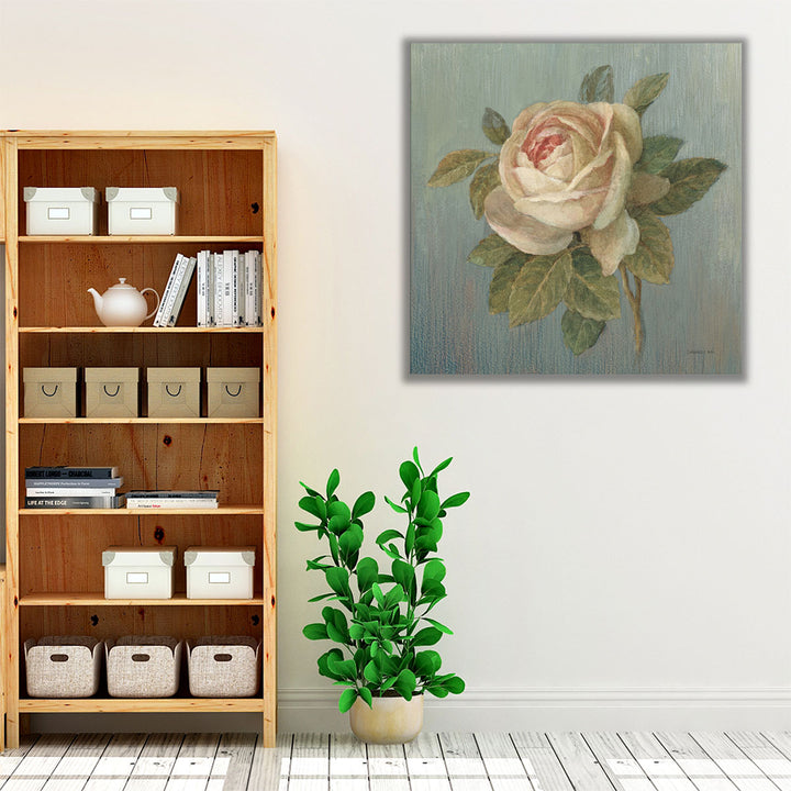 Wrapped canvas art in soft rose hue