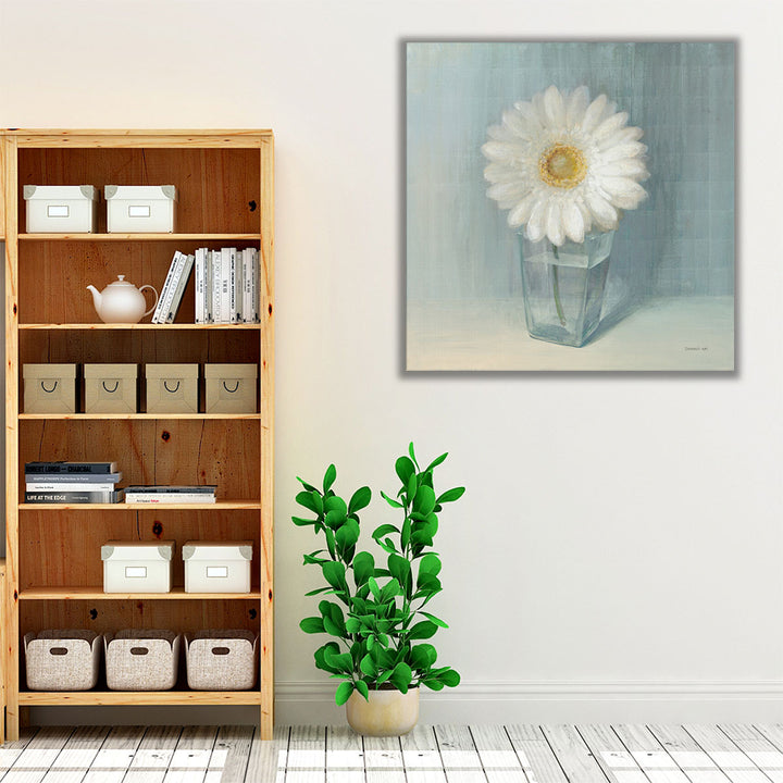 White wrapped canvas in living room