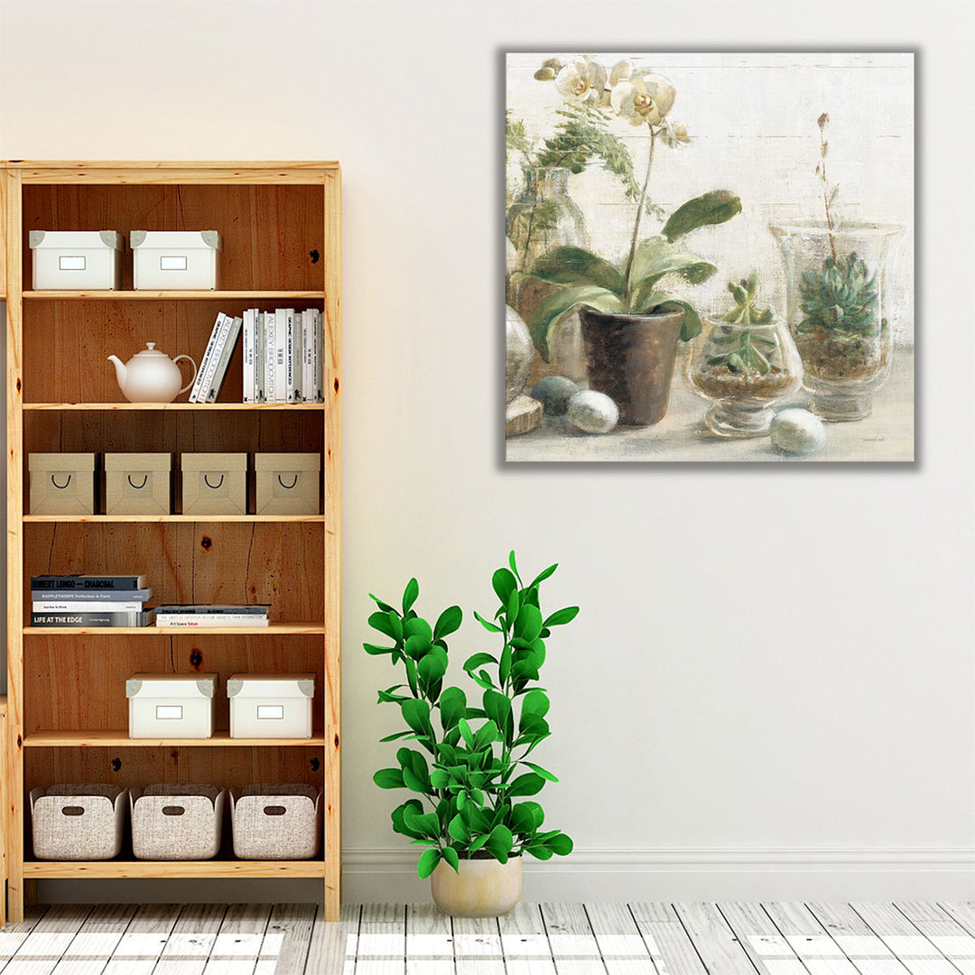 Canvas print above living room sofa