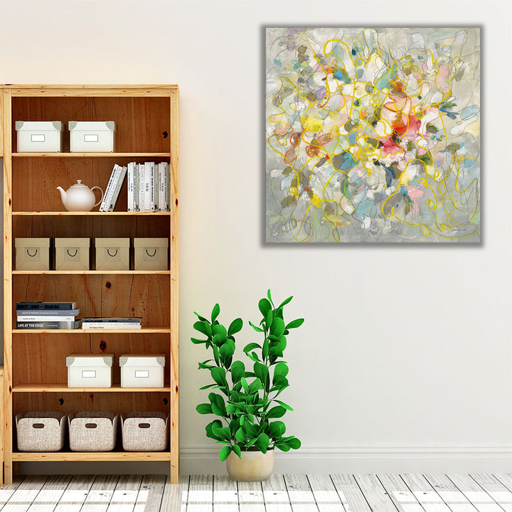 Yellow Neutral Office Art – abstract canvas print for home office