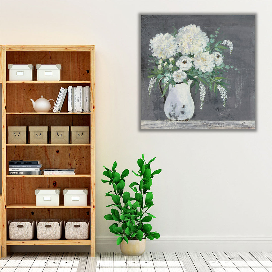 Kitchen Wrapped Canvas – serene white flower décor