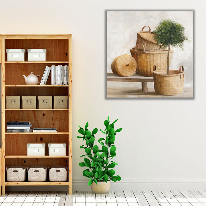 neutral kitchen art – green leaf illustration