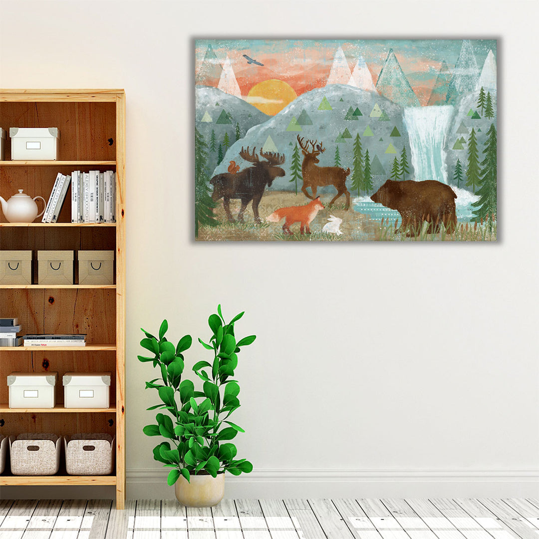 Entryway canvas art neutral forest landscape