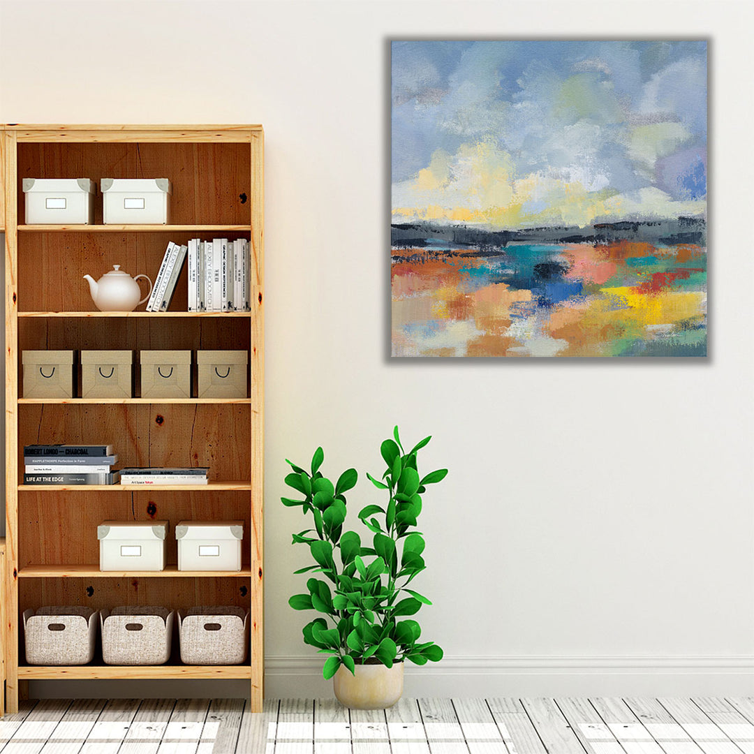 Bright living room abstract artwork on canvas