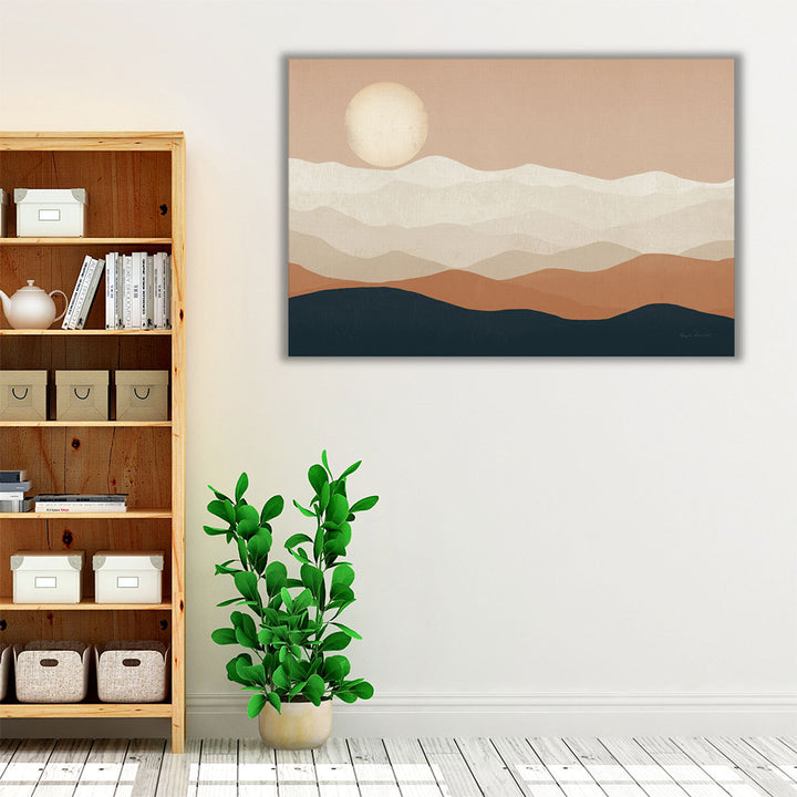 Living room framed art with earthy boho charm