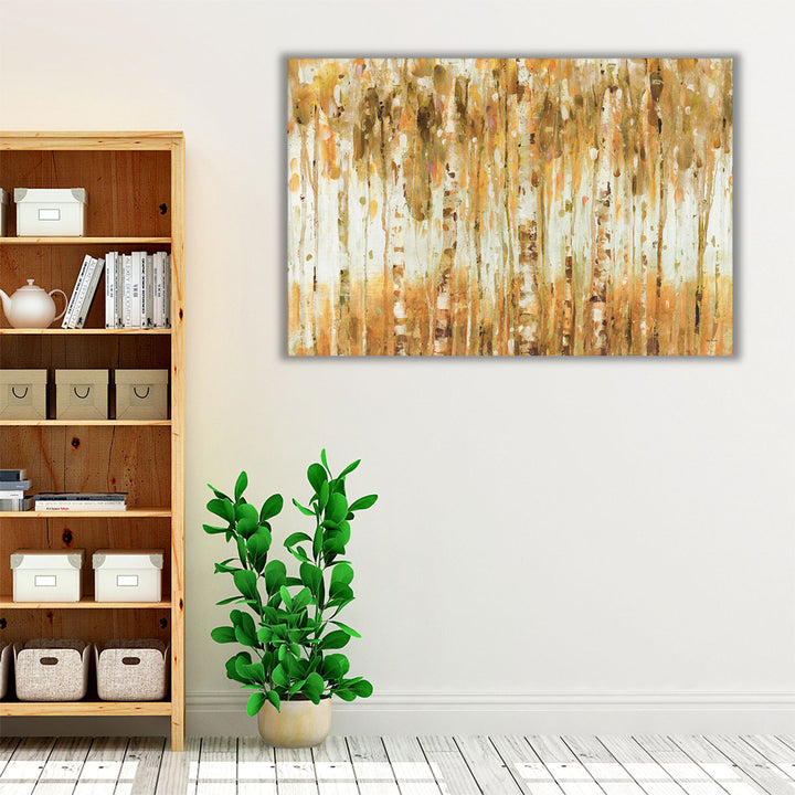 Neutral-toned fall forest decor print