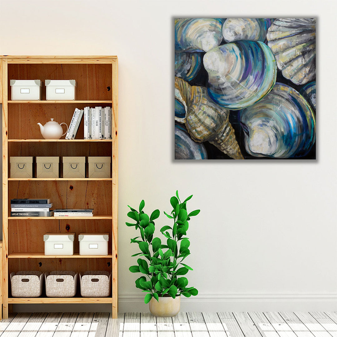 Kitchen Wrapped Canvas – coastal shell décor