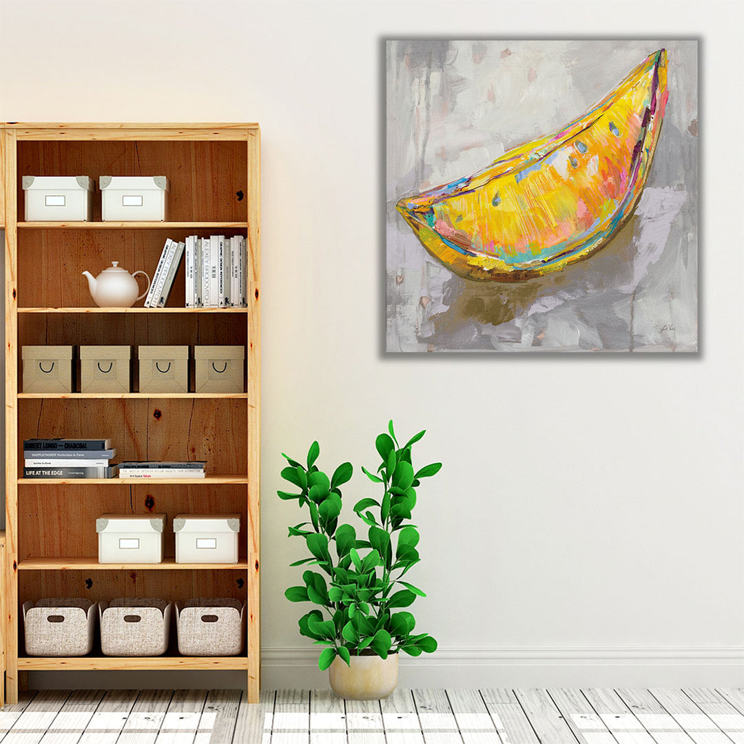 Kitchen wrapped canvas – textured yellow citrus design