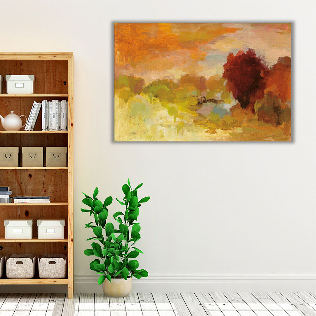 Orange Yellow Living Room Wall Art – modern framed scenic print