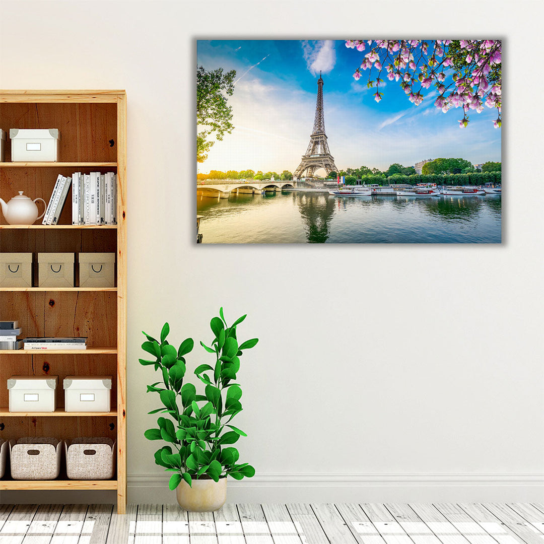 Eiffel Tower During Sunrise in Paris France - Canvas Print Wall Art
