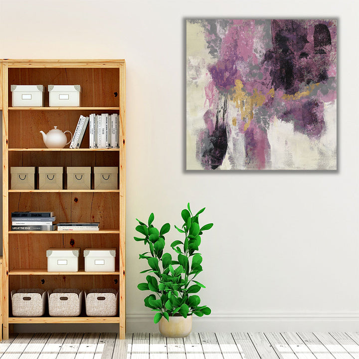 Living room decor in purple tones