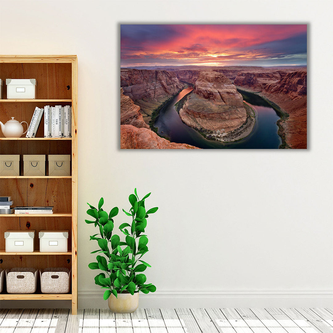 Brown and purple lake view print