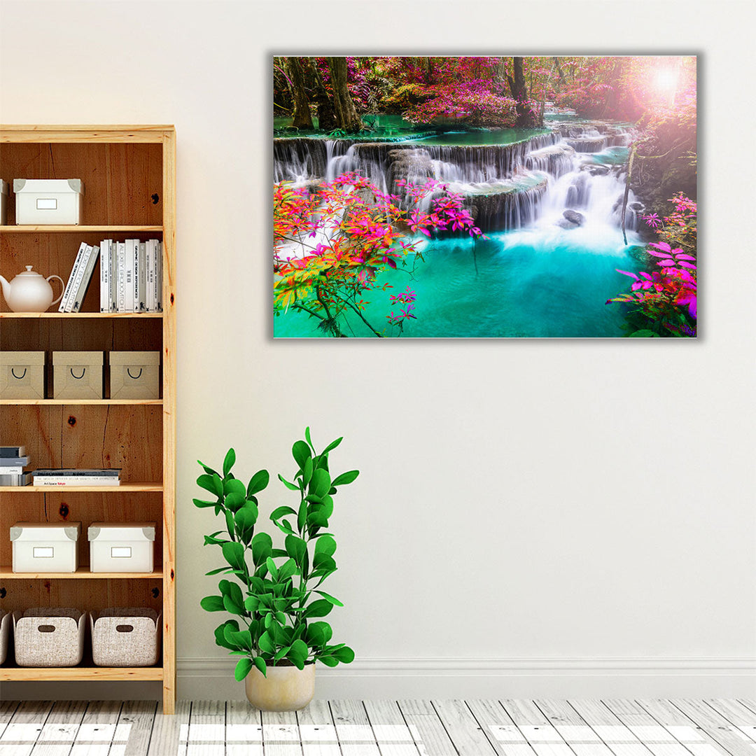 Huay Mae Kamin Waterfall in Thailand's Forest - Canvas Print Wall Art