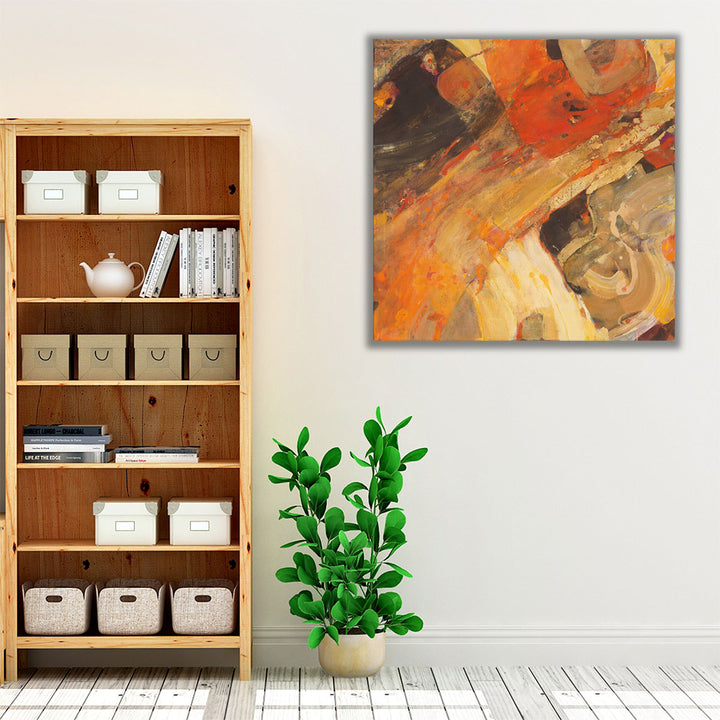 Hallway decor with vibrant abstract art