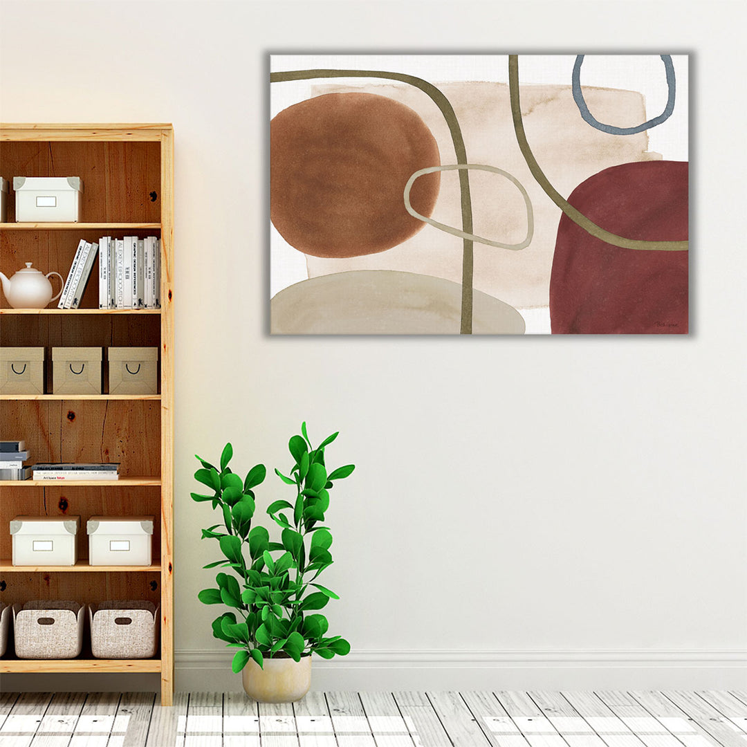 Living room decor with neutral abstract design
