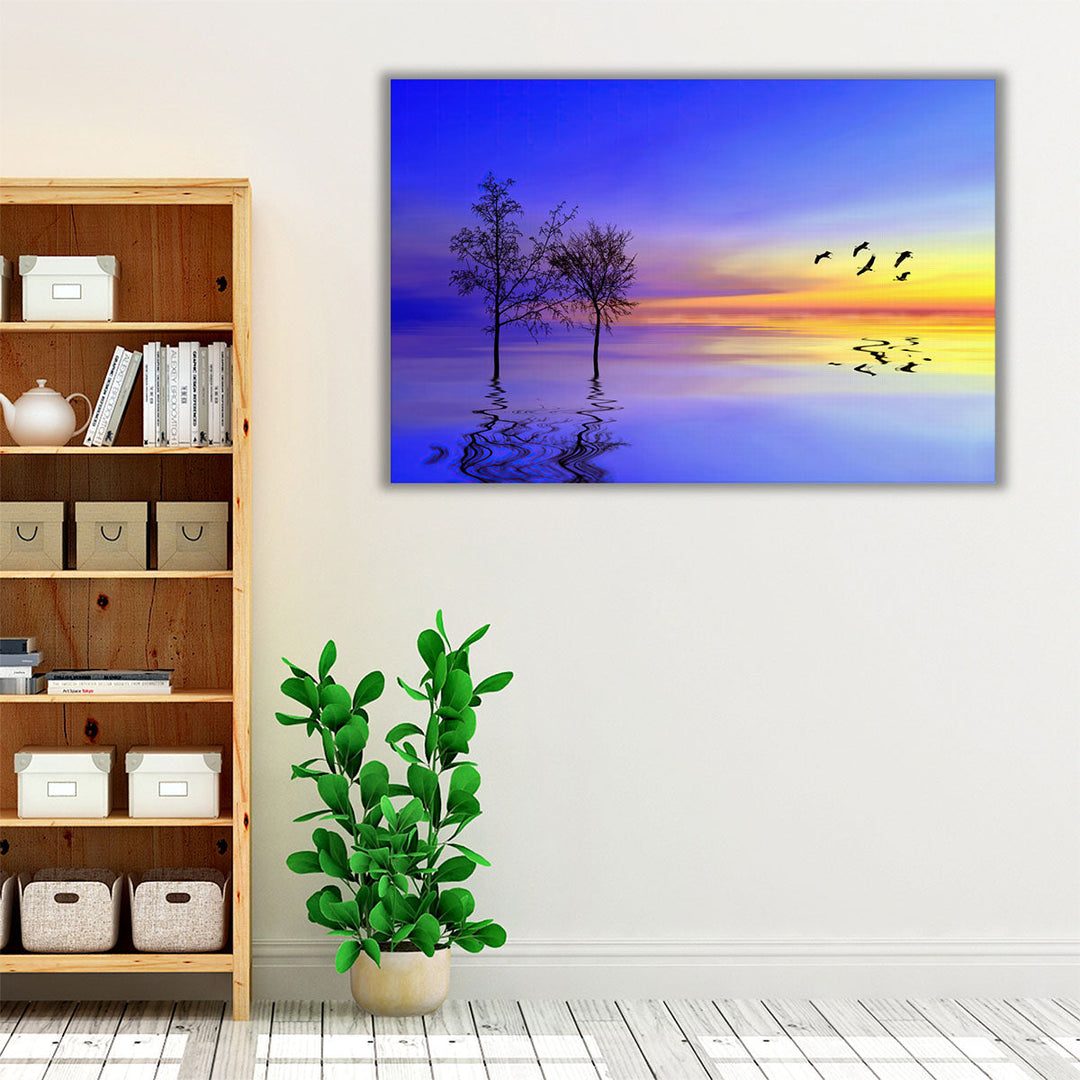 Blue coastal wall art for office
