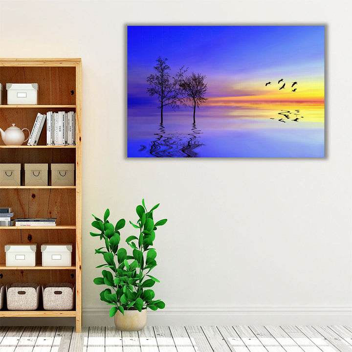 Blue coastal wall art for office