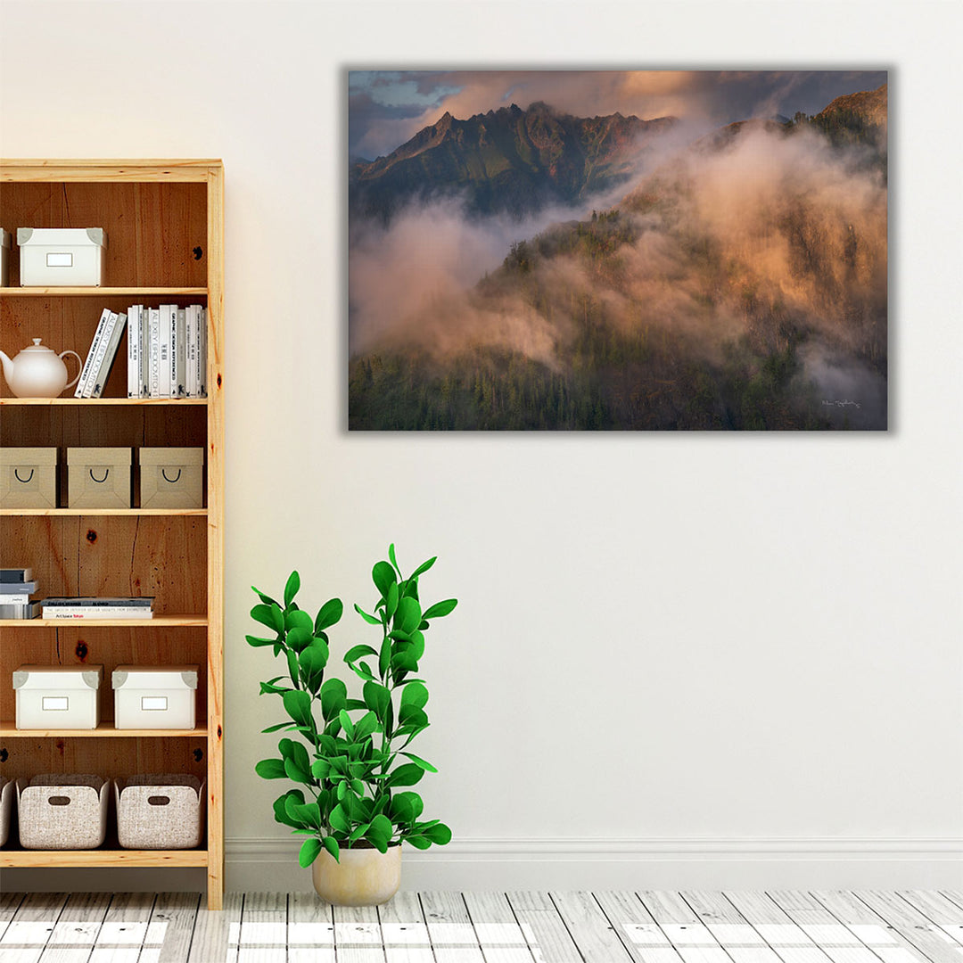 Living room wall art with serene nature-inspired tones