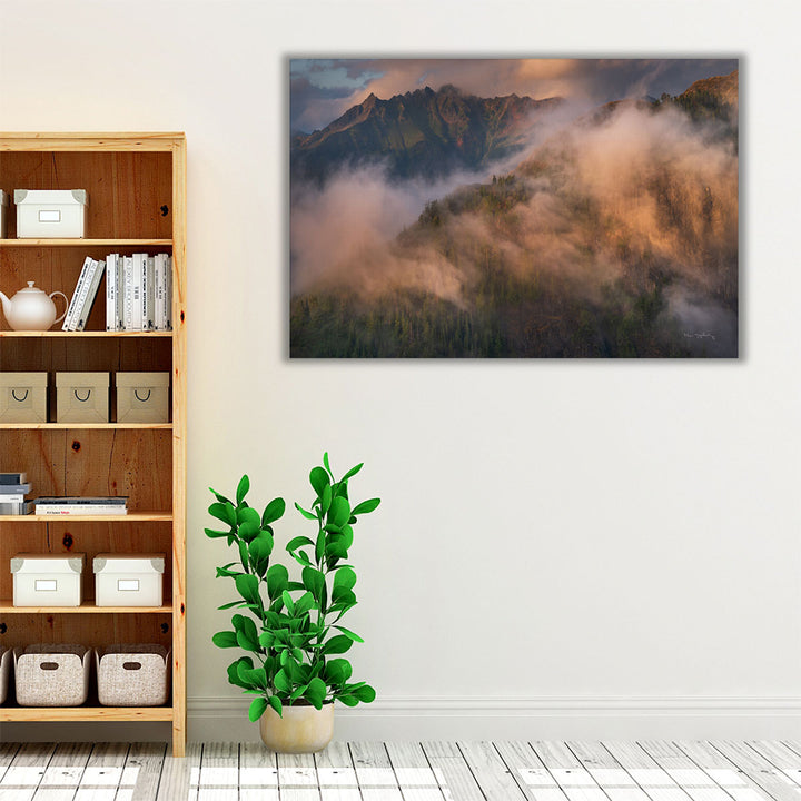 Living room wall art with serene nature-inspired tones