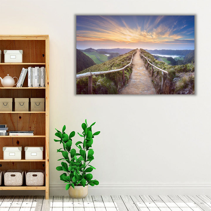 Green and blue wall art, photo print for living room
