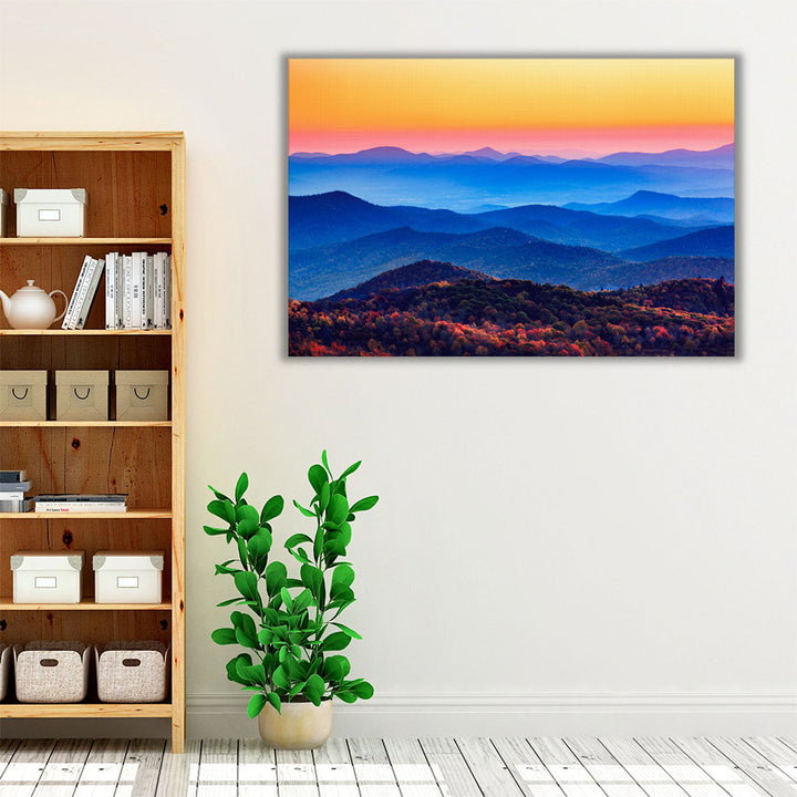 Bedroom wall art mountain sunrise scene