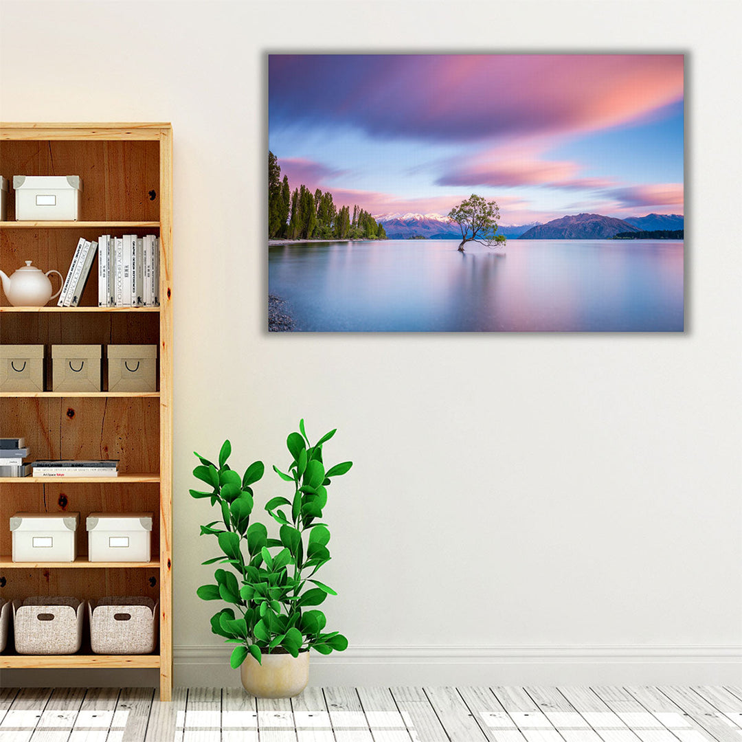 That Wanaka Tree At Sunrise - Canvas Print Wall Art