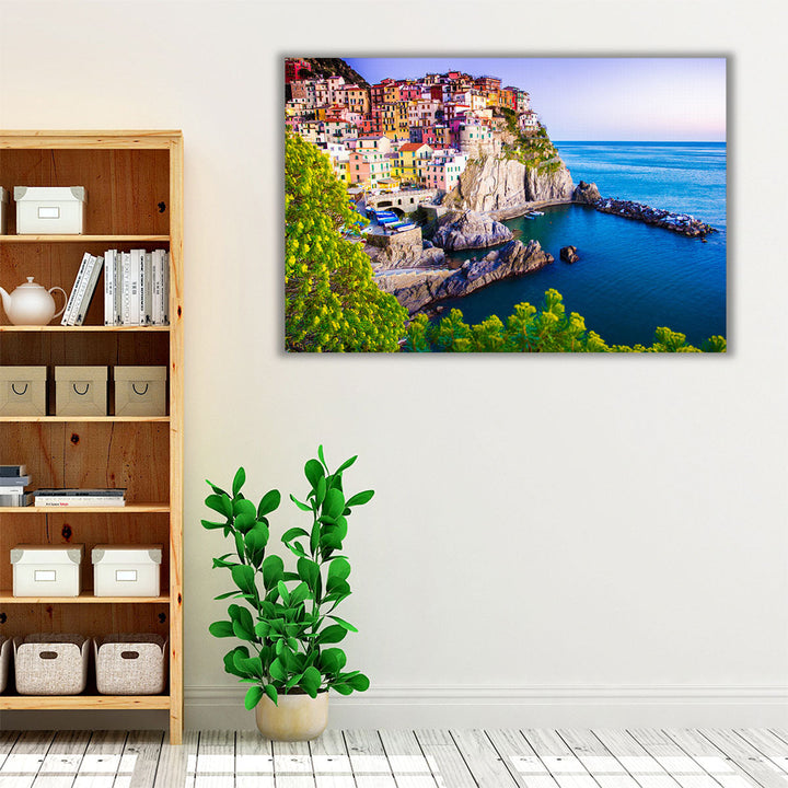 A Landscape of Manarona, Cinque Terre, Italy - Canvas Print Wall Art