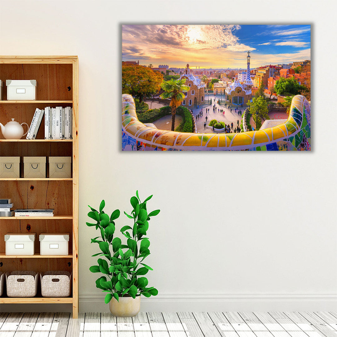 A View of the City Barcelona, Spain from Park Guell - Canvas Print Wall Art
