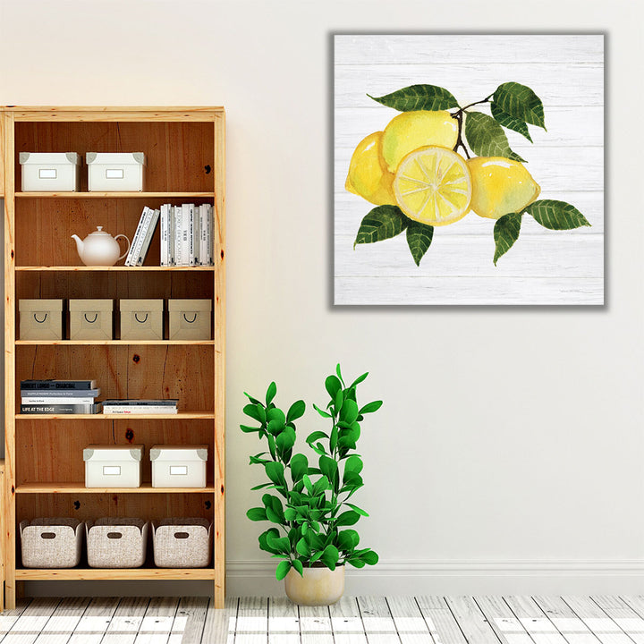 Yellow kitchen wrapped canvas art print