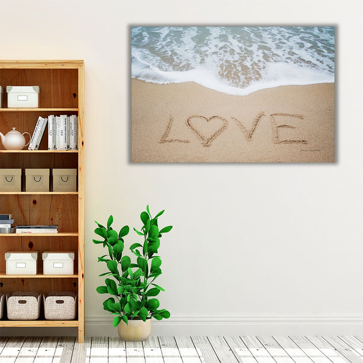 Living room framed art with beach-inspired décor