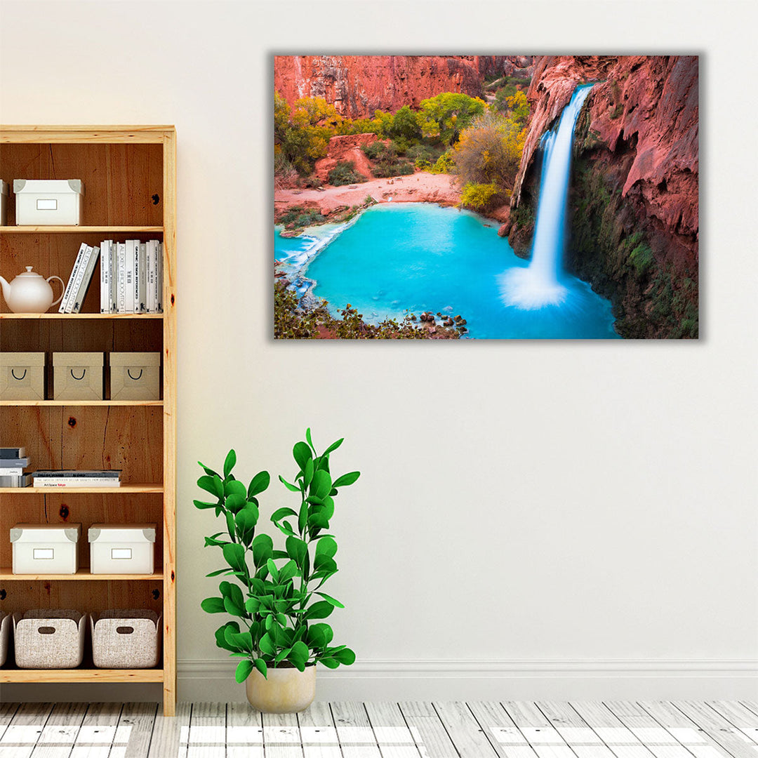 Green brown blue waterfall wall decor