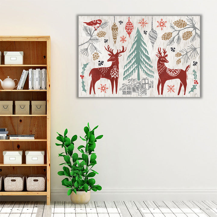 Woodcut Christmas I - Canvas Print Wall Art
