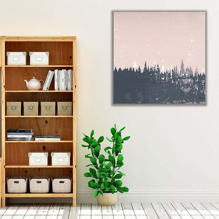 Gray pink woodland abstract wall decor