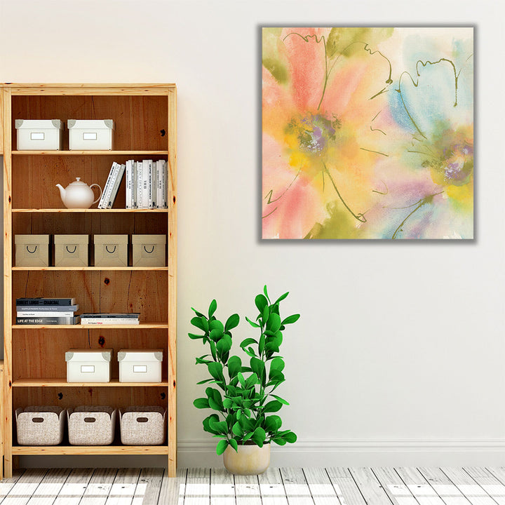 Yellow green watercolor flower canvas print