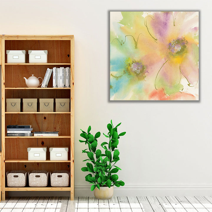 24x24 botanical canvas watercolor blossoms