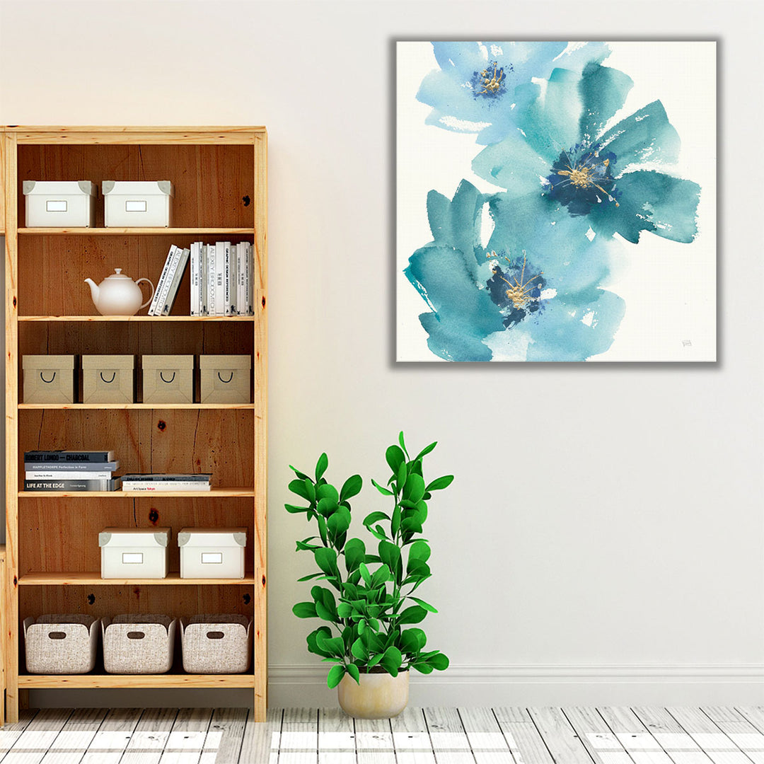 Entryway wall art wrapped canvas teal florals